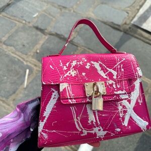 Splattered Pink Lock Purse